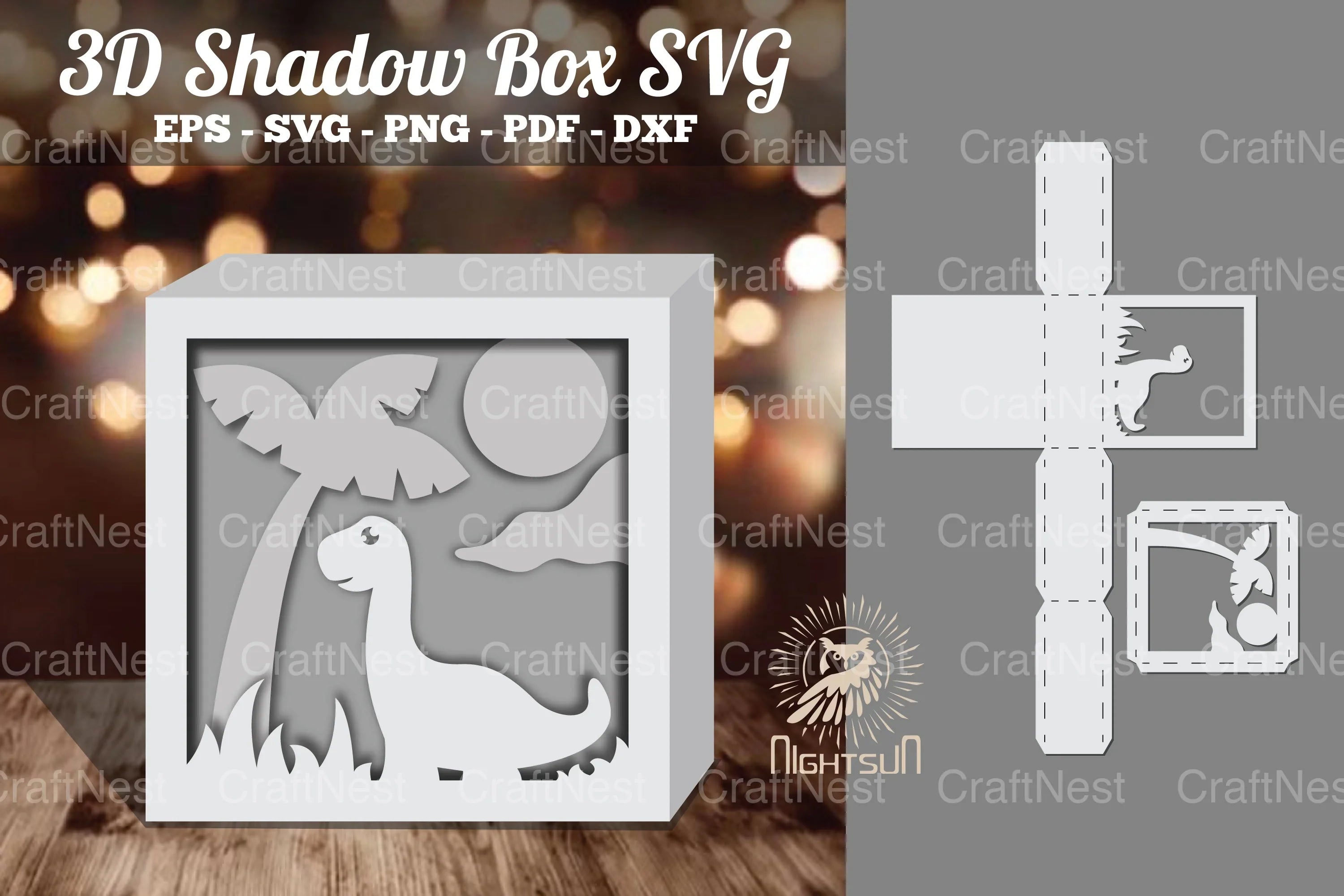 Dinosaur 3D Papercut Shadow Box Clipart Bundle - CraftNest - Digital Crafting and Art