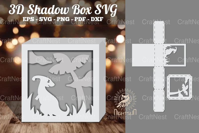 Dinosaur 3D Papercut Shadow Box Clipart Bundle - CraftNest - Digital Crafting and Art
