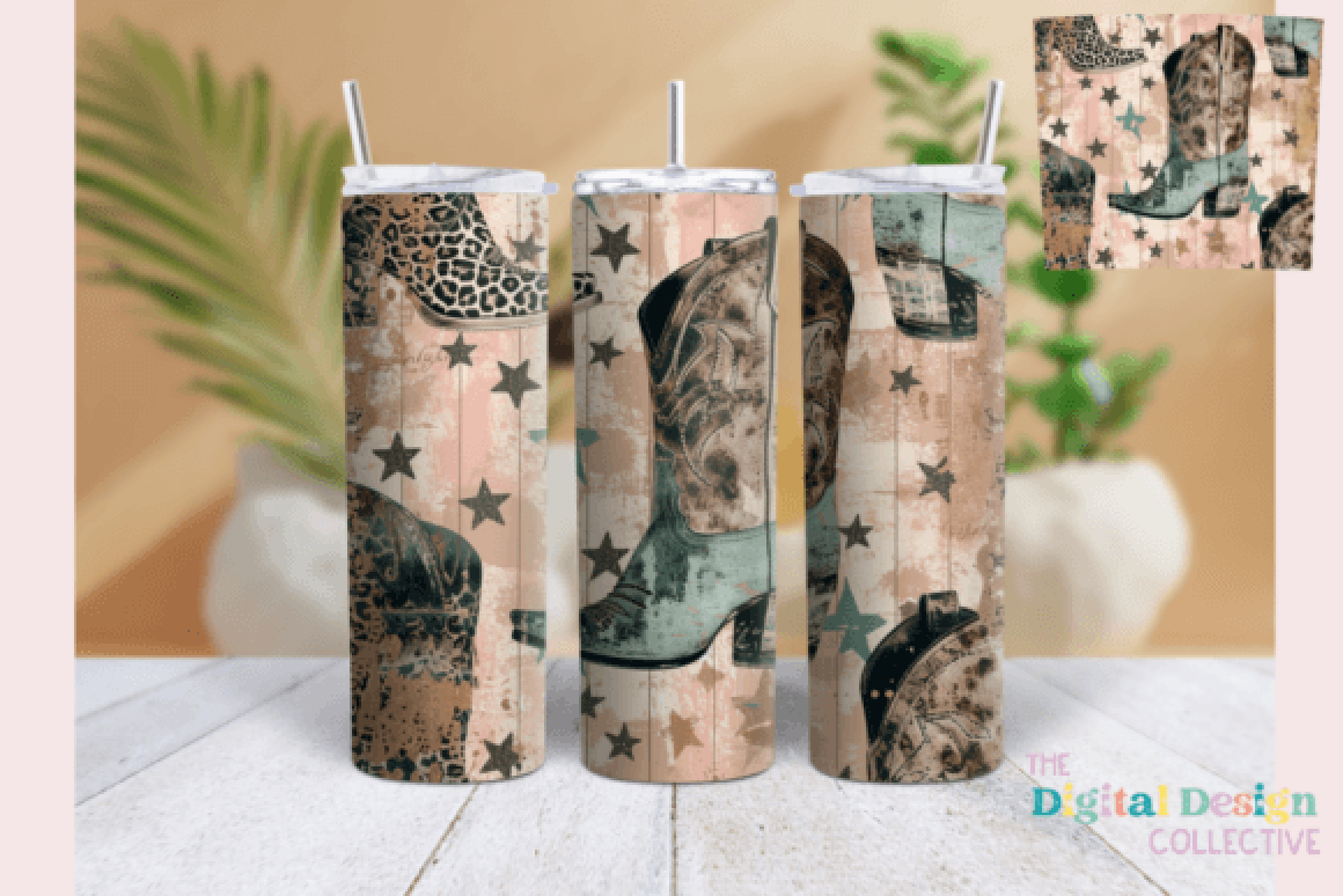 Distressed Cowgirl Boots Tumbler Wrap Bundle