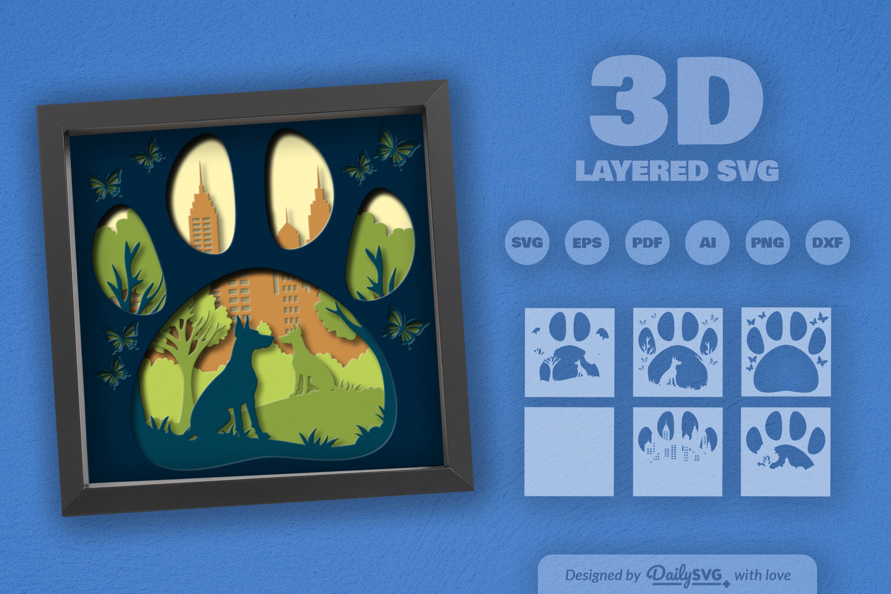 Doberman Pinscher Park Papercut SVG Bundle