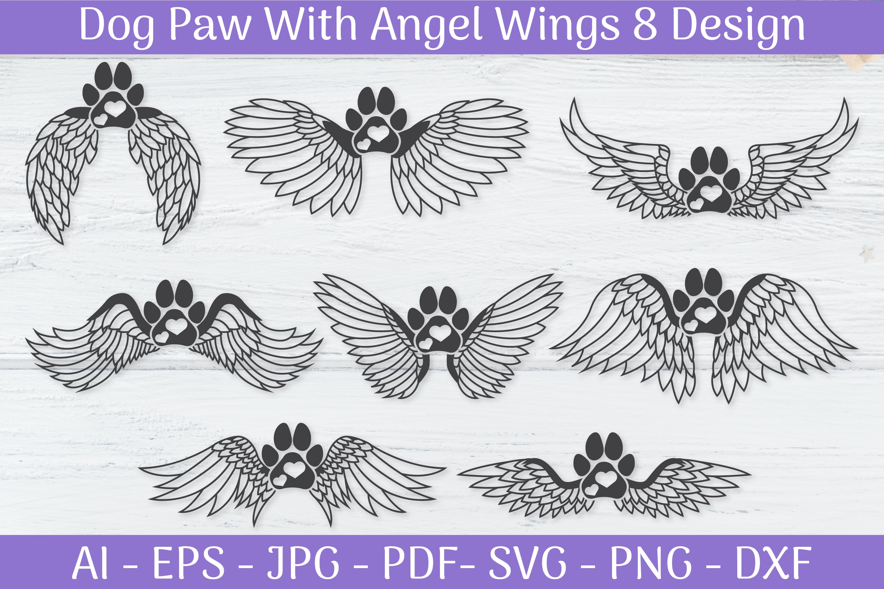 Dog Love Angel Wings SVG Bundle - CraftNest - Digital Crafting and Art