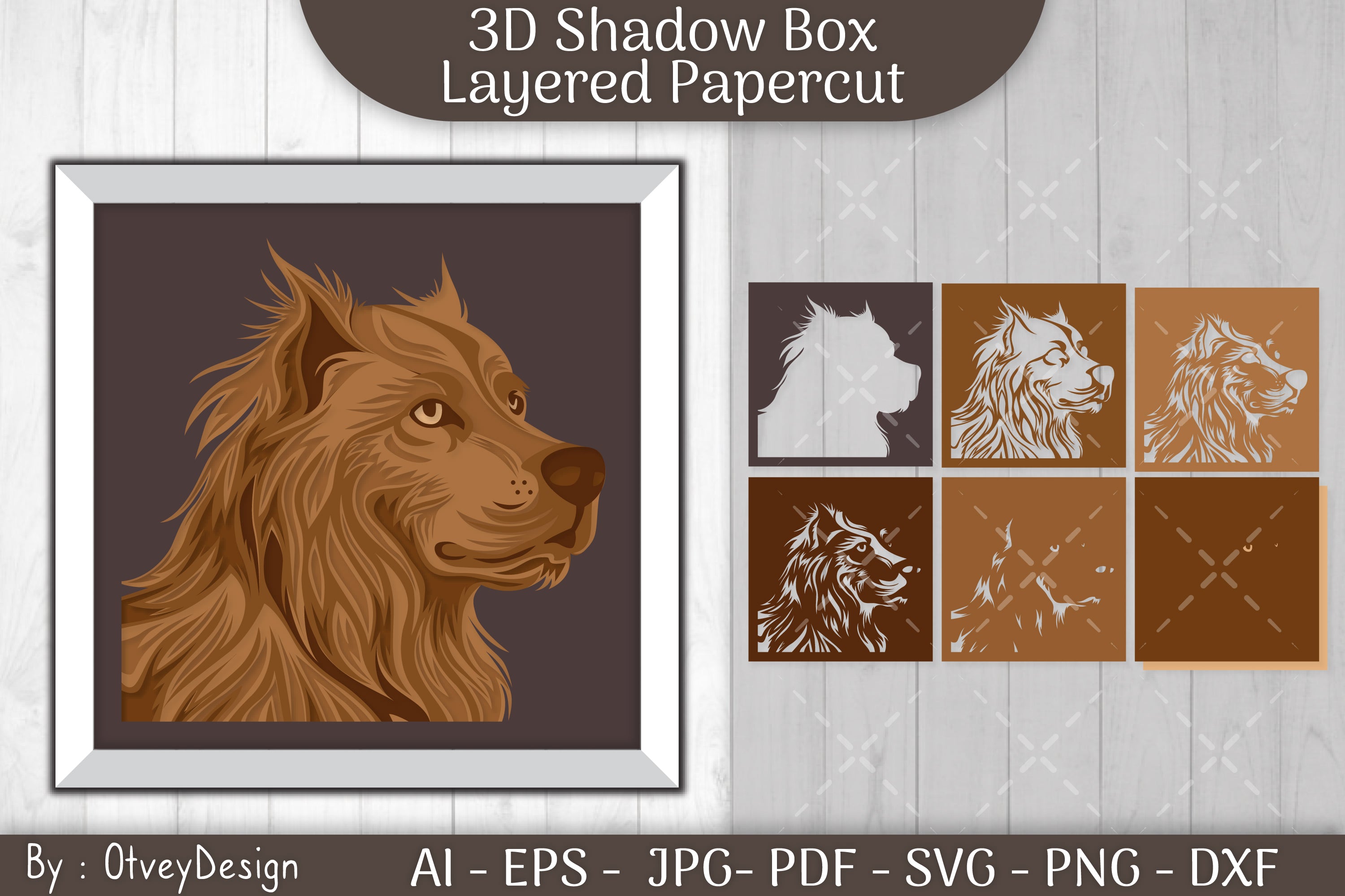 Dog Shadowbox Layered Papercut SVG Bundle