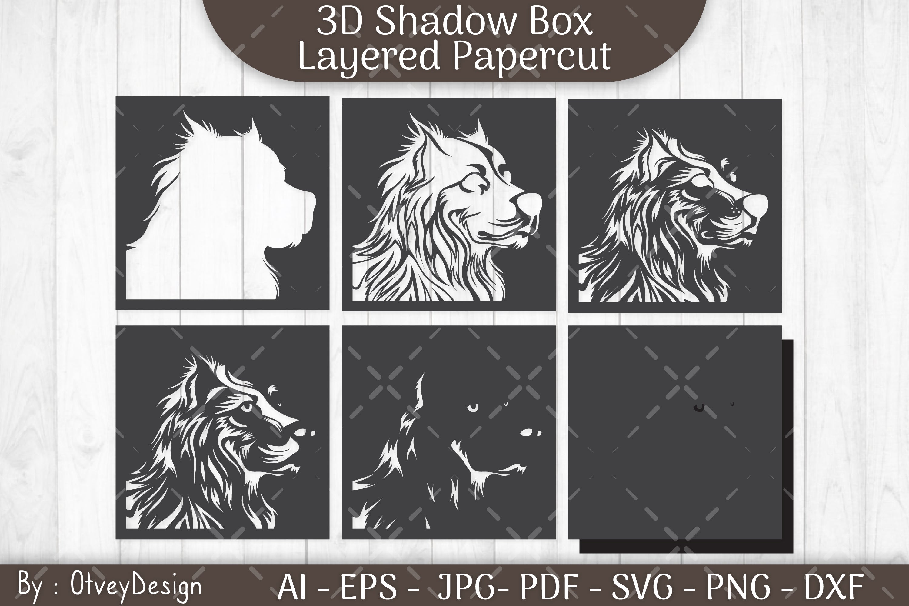 Dog Shadowbox Layered Papercut SVG Bundle