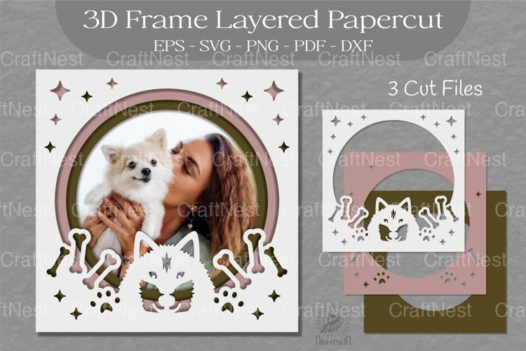 3D Layered Dog Frame SVG Bundle - CraftNest - Digital Crafting and Art
