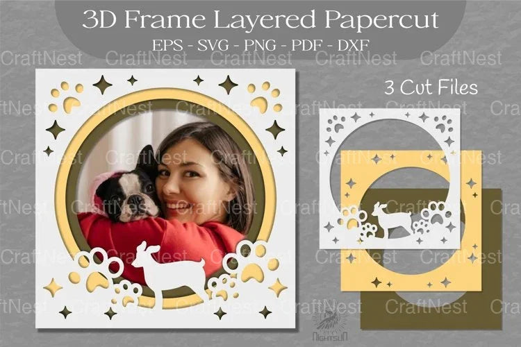 Dog 3D Frame Layered SVG Bundle - CraftNest - Digital Crafting and Art