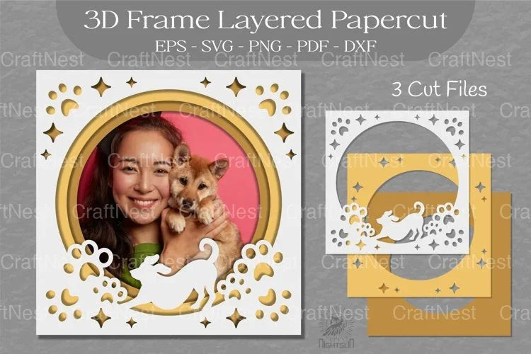 Dog 3D Frame Layered SVG Bundle - CraftNest - Digital Crafting and Art