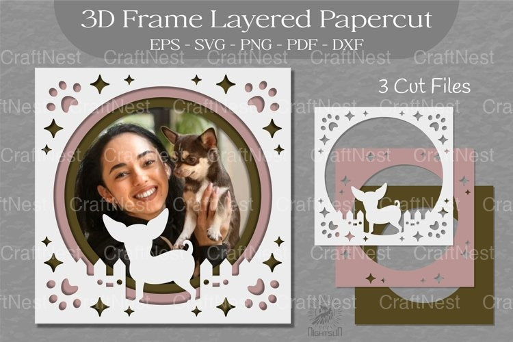 3D Layered Dog Frame Clipart Bundle - CraftNest - Digital Crafting and Art