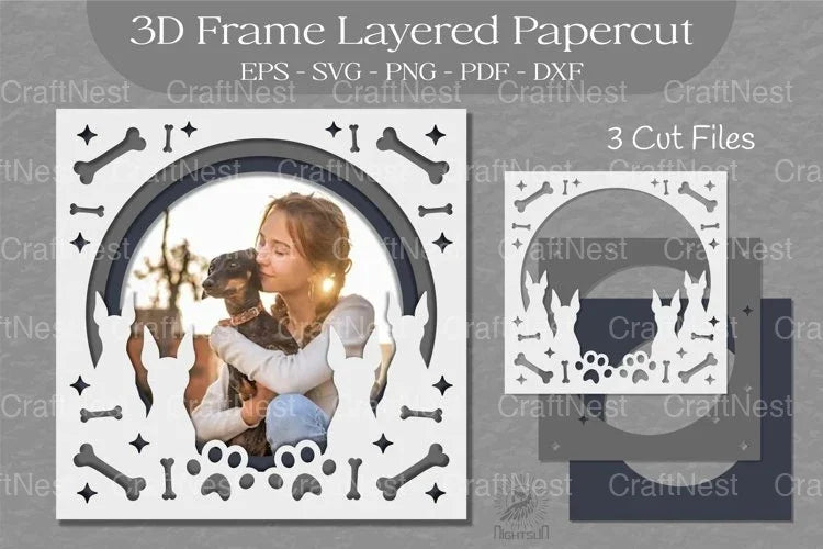 Dog 3D Frame Layered SVG Bundle - CraftNest - Digital Crafting and Art
