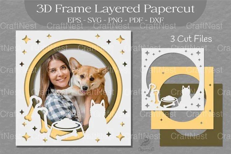 Dog 3D Frame Layered SVG Bundle - CraftNest - Digital Crafting and Art
