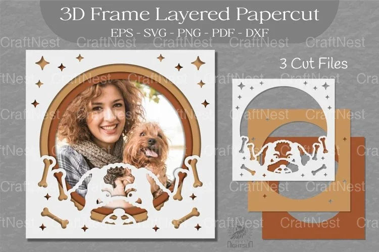 Dog 3D Frame Layered SVG Bundle - CraftNest - Digital Crafting and Art