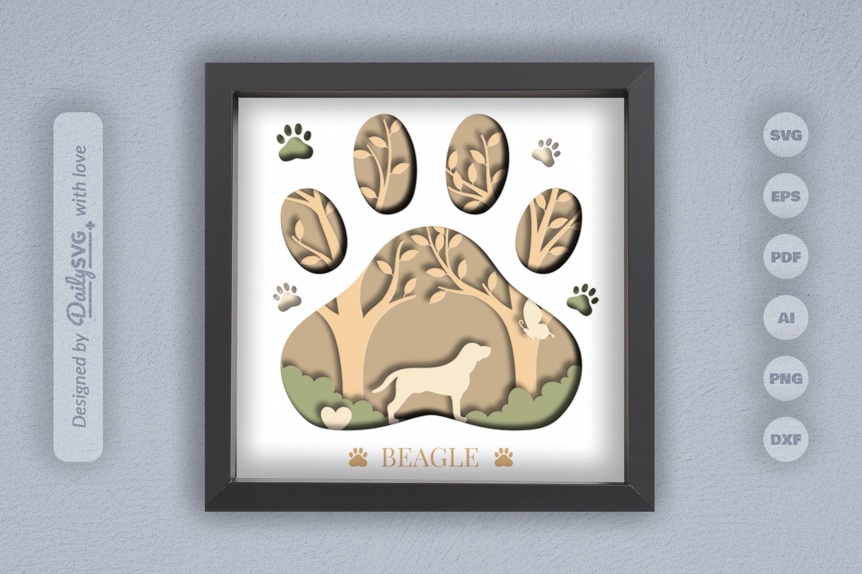 Beagle Dog Breed Papercut SVG Bundle