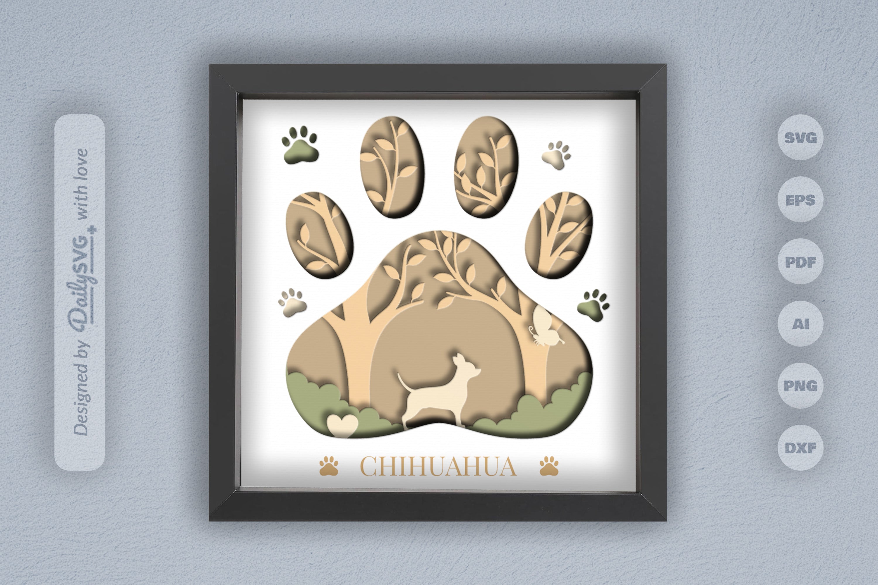 Chihuahua Dog Breed Papercut SVG Bundle
