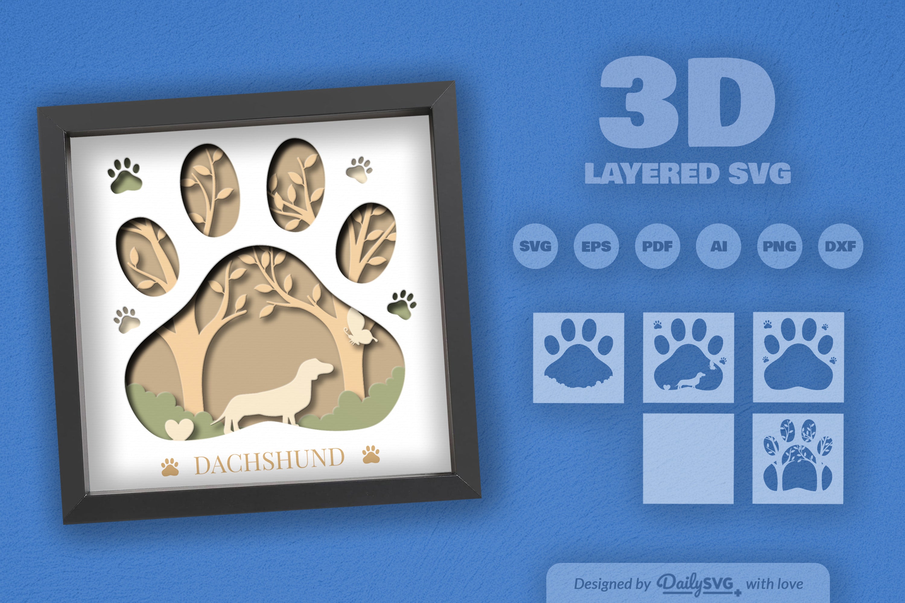 Dachshund Papercut SVG Bundle for Crafting