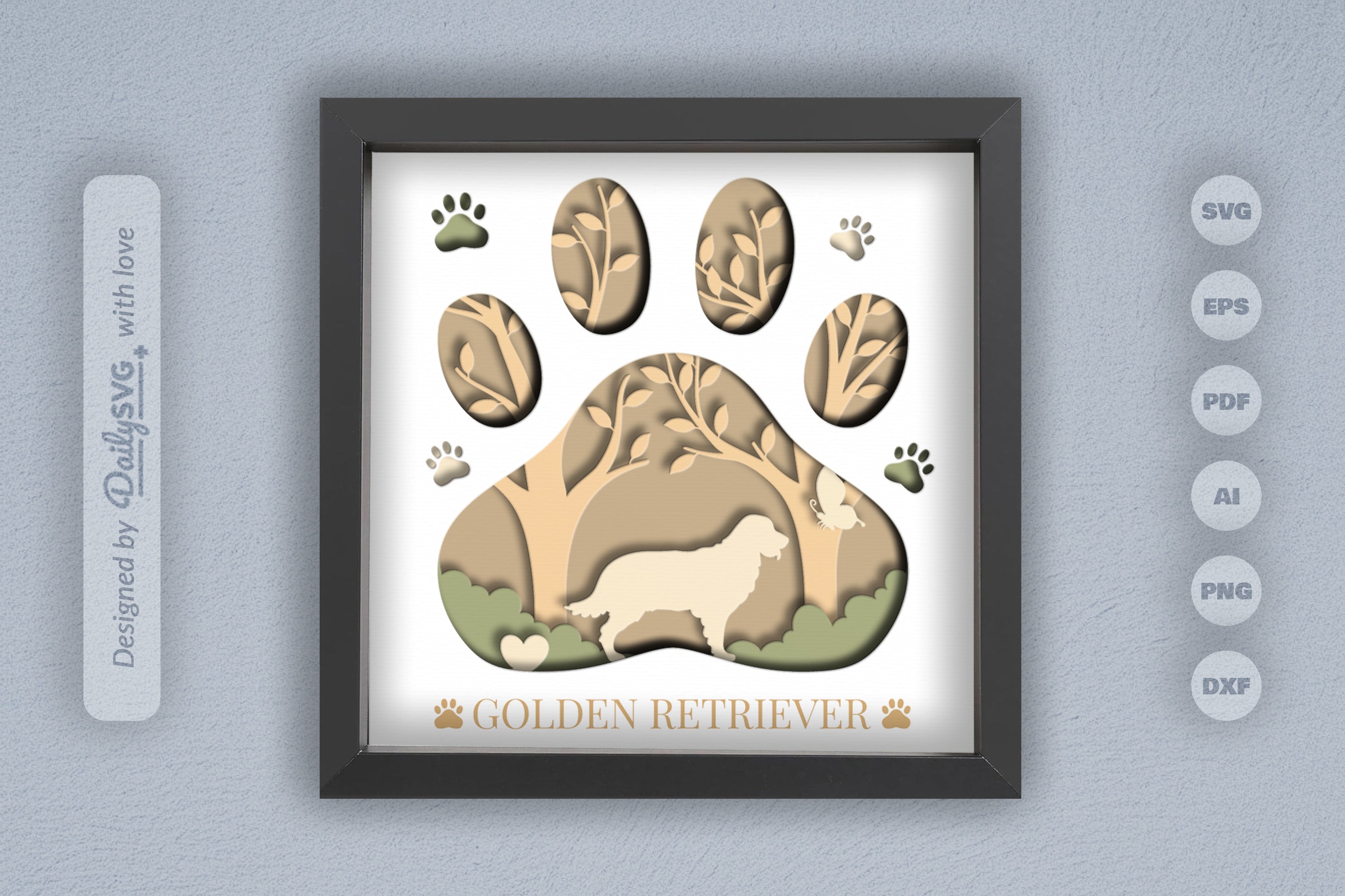 Golden Retriever Papercut SVG Bundle