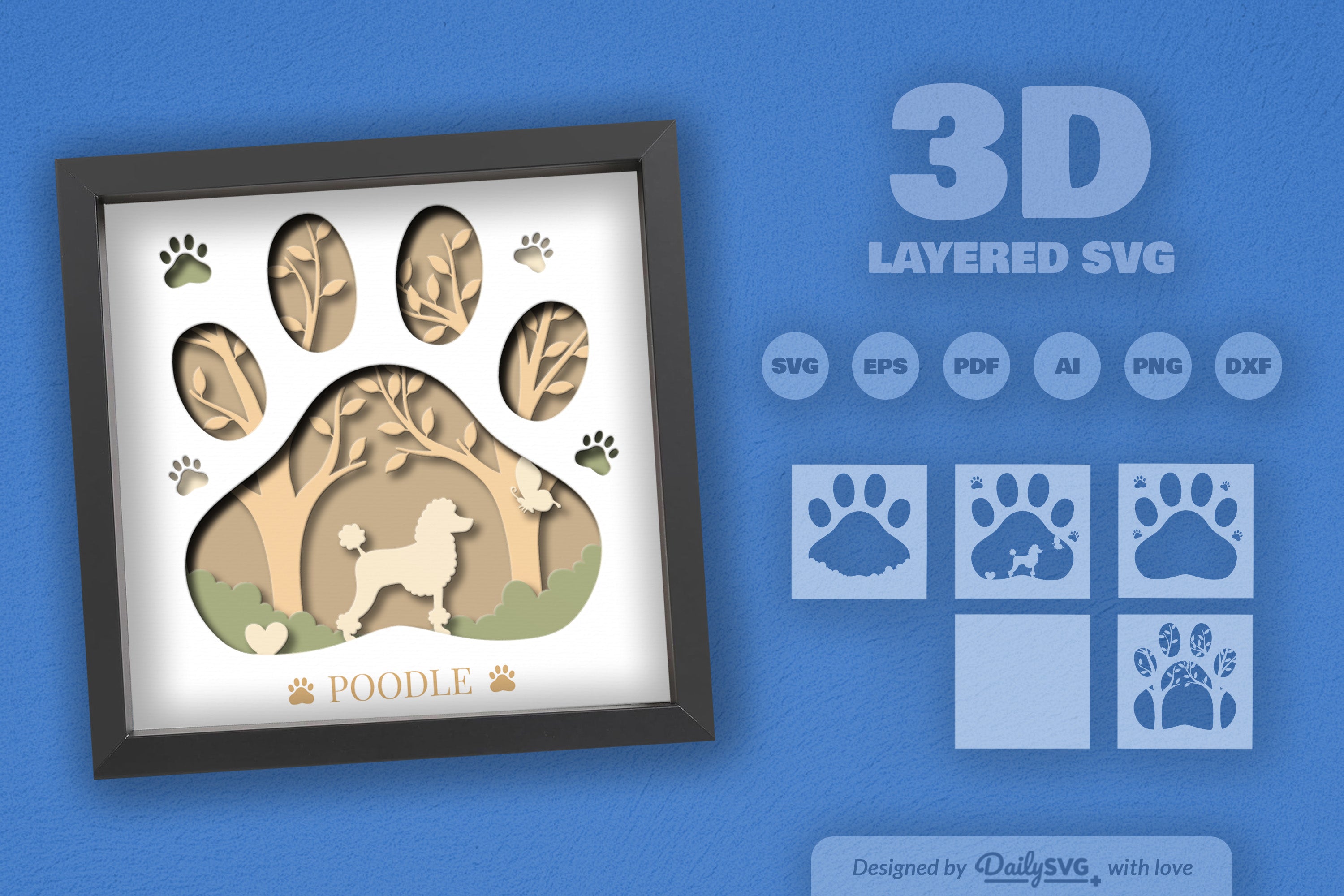 Poodle Papercut SVG Bundle