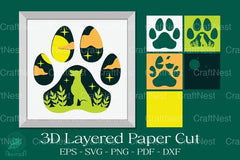 Dog Footprint 3D Layered Papercut Clipart Bundle - CraftNest - Digital Crafting and Art