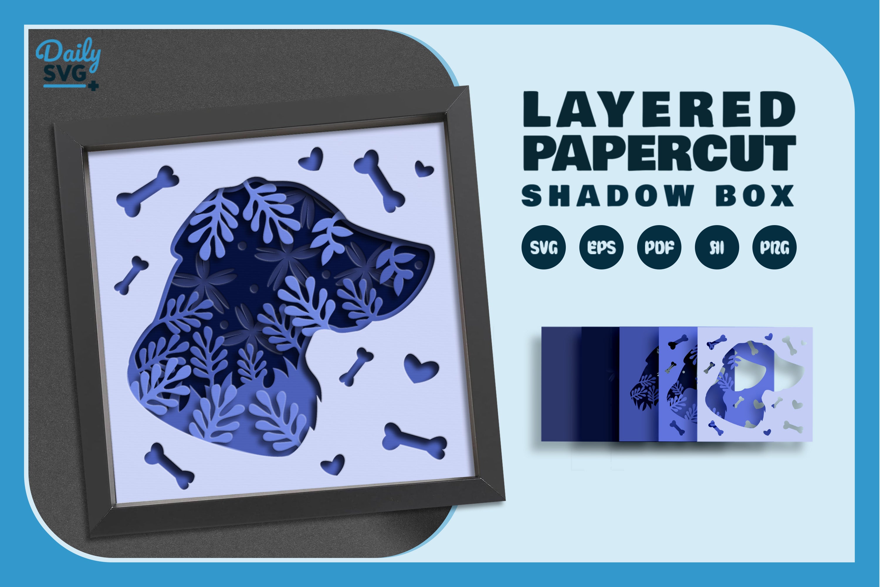 Dog Head Silhouette Papercut SVG Bundle
