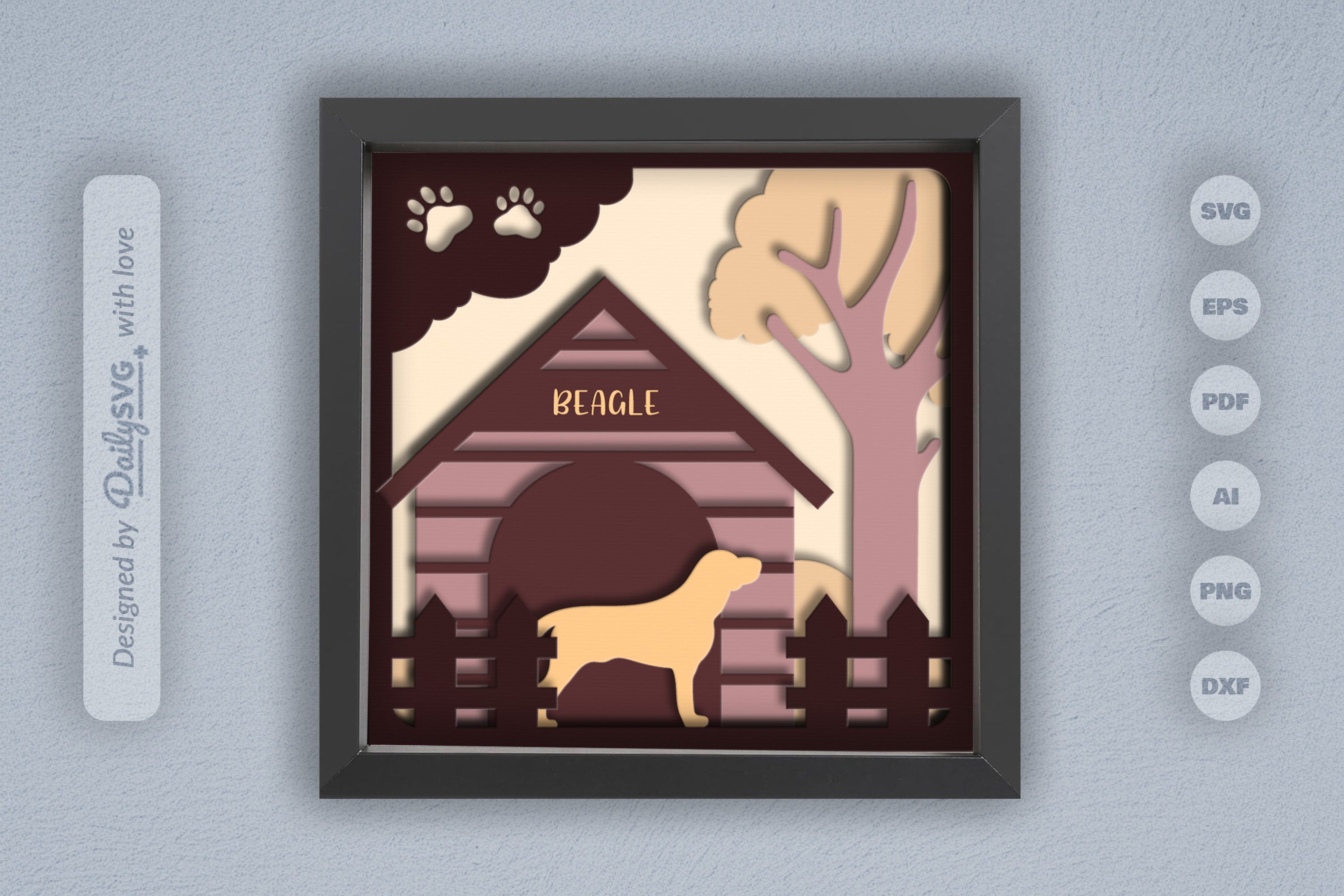 Beagle Dog House Papercut SVG Bundle