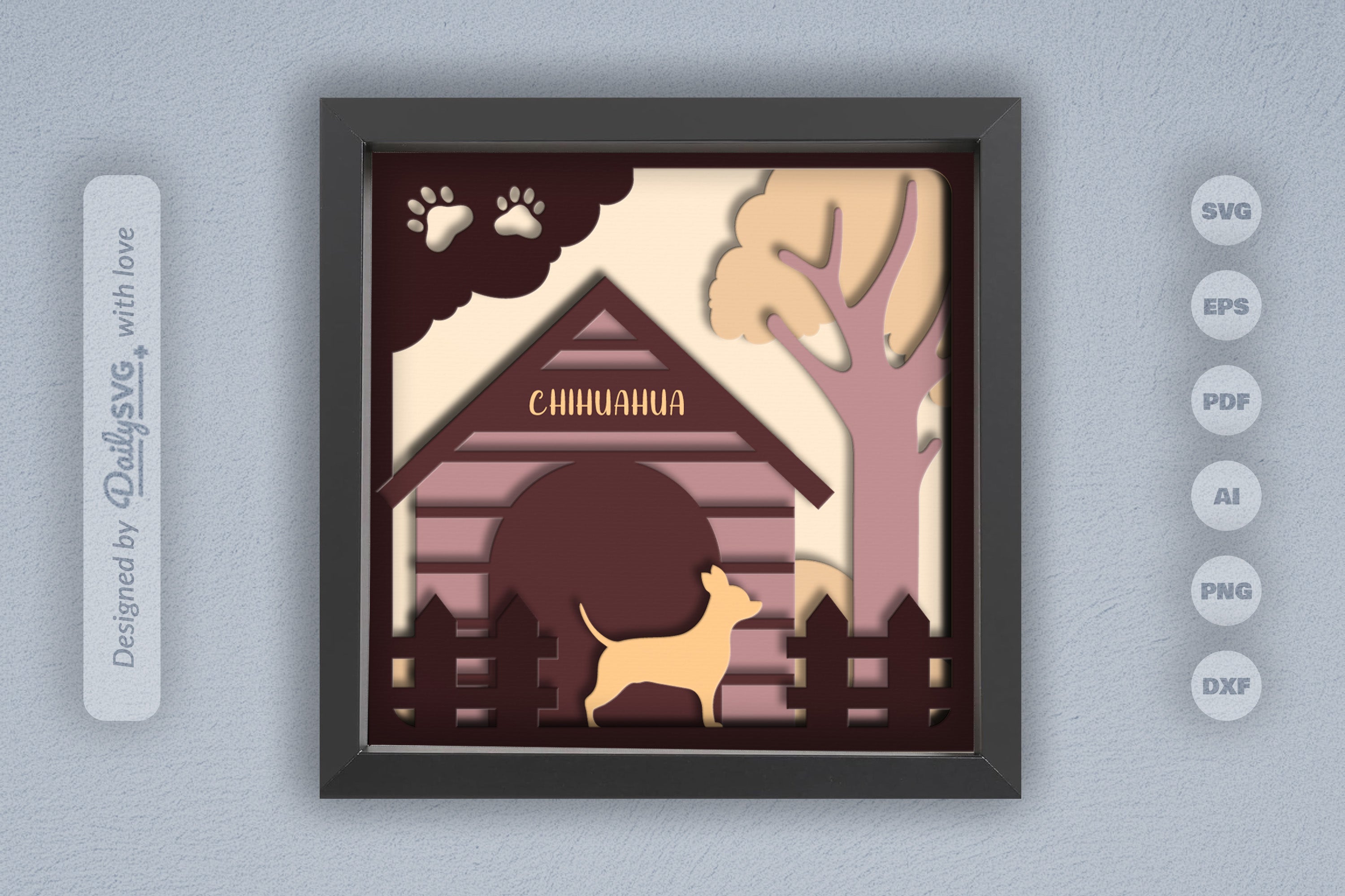 Chihuahua Dog House Papercut SVG Bundle