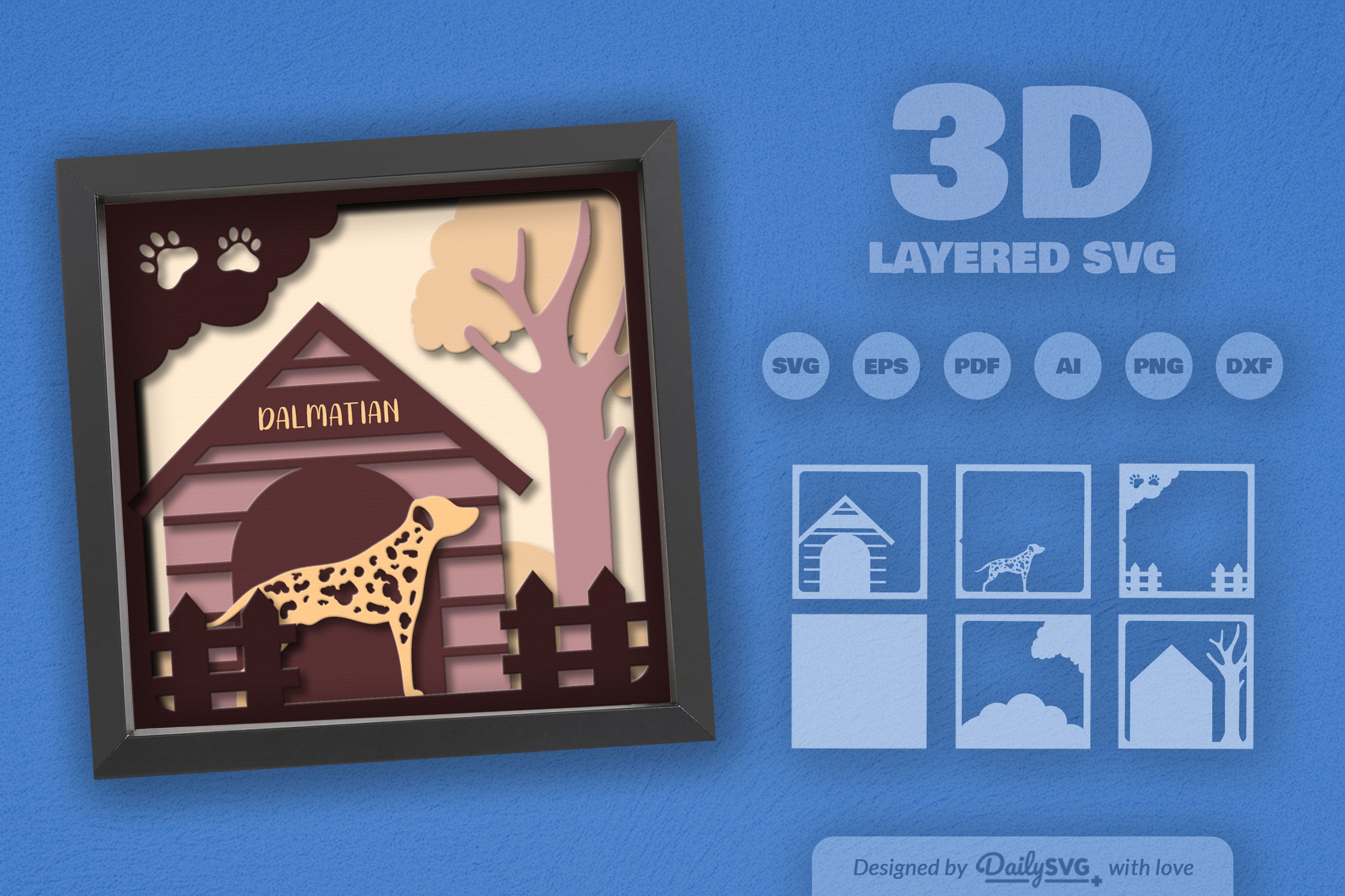 Dalmatian Dog House Papercut SVG Bundle
