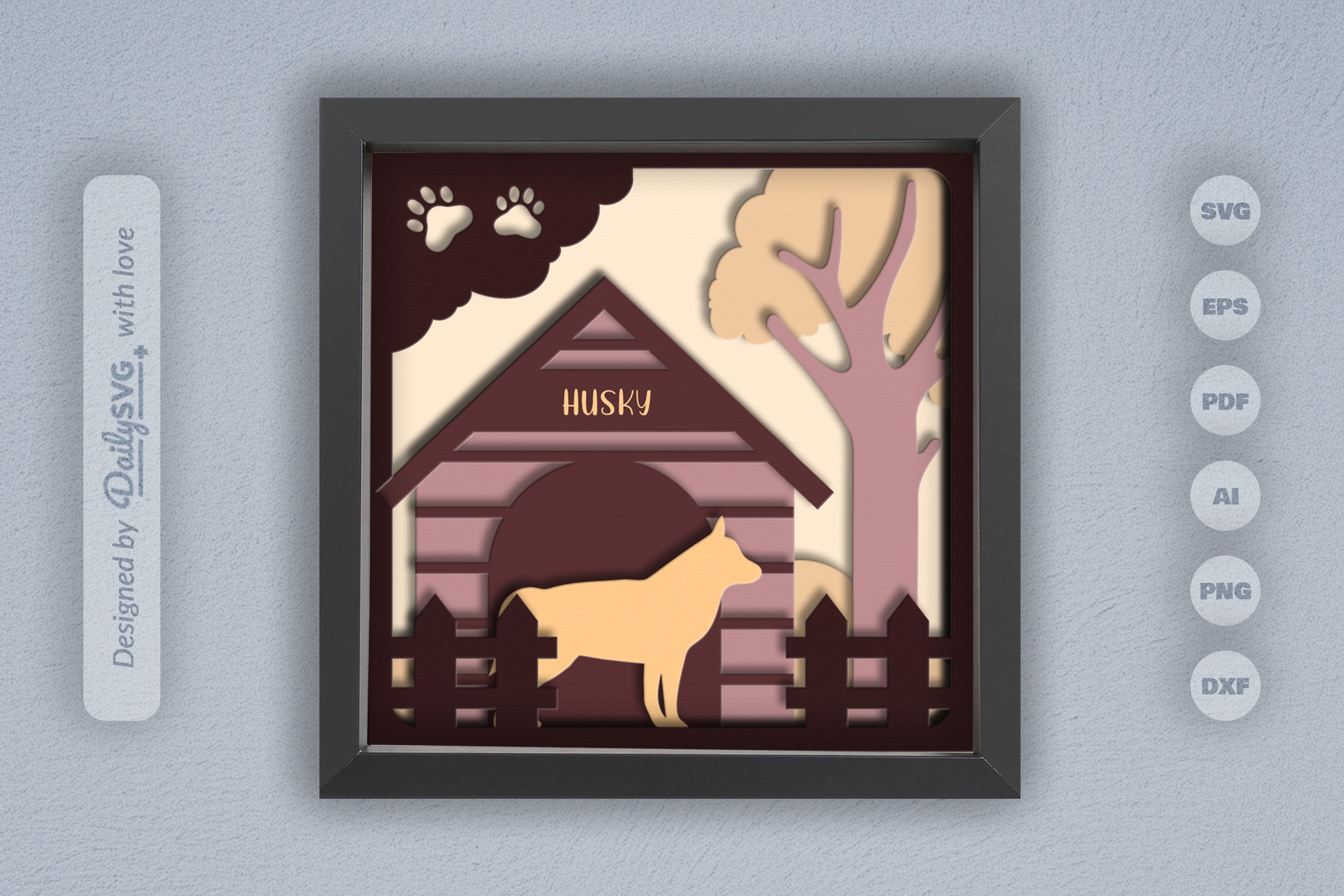 Siberian Husky Dog House Papercut SVG Bundle