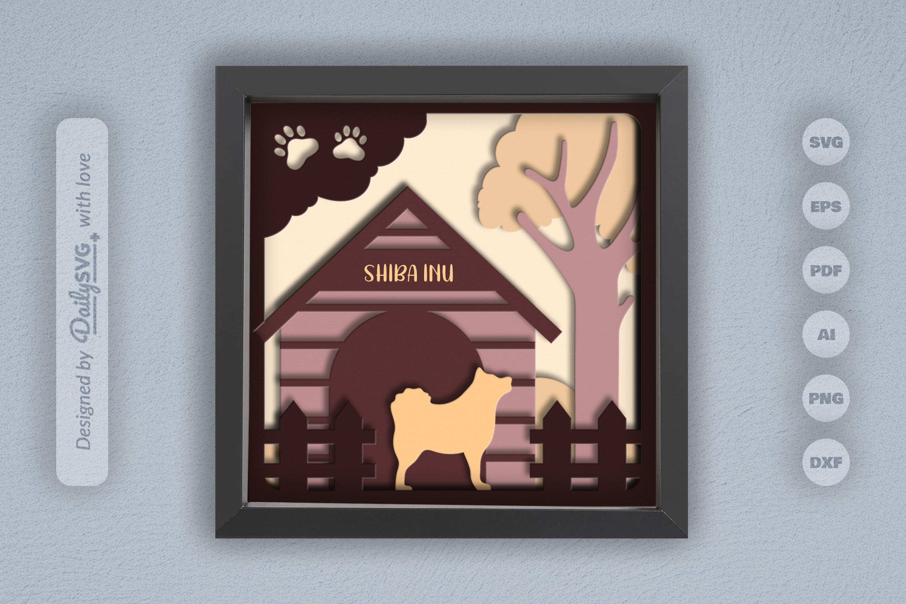 Shiba Inu Dog House Papercut SVG Bundle