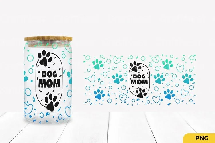 Dog Mom Can Glass 16 Oz Pet Lovers - CraftNest - Digital Crafting and Art