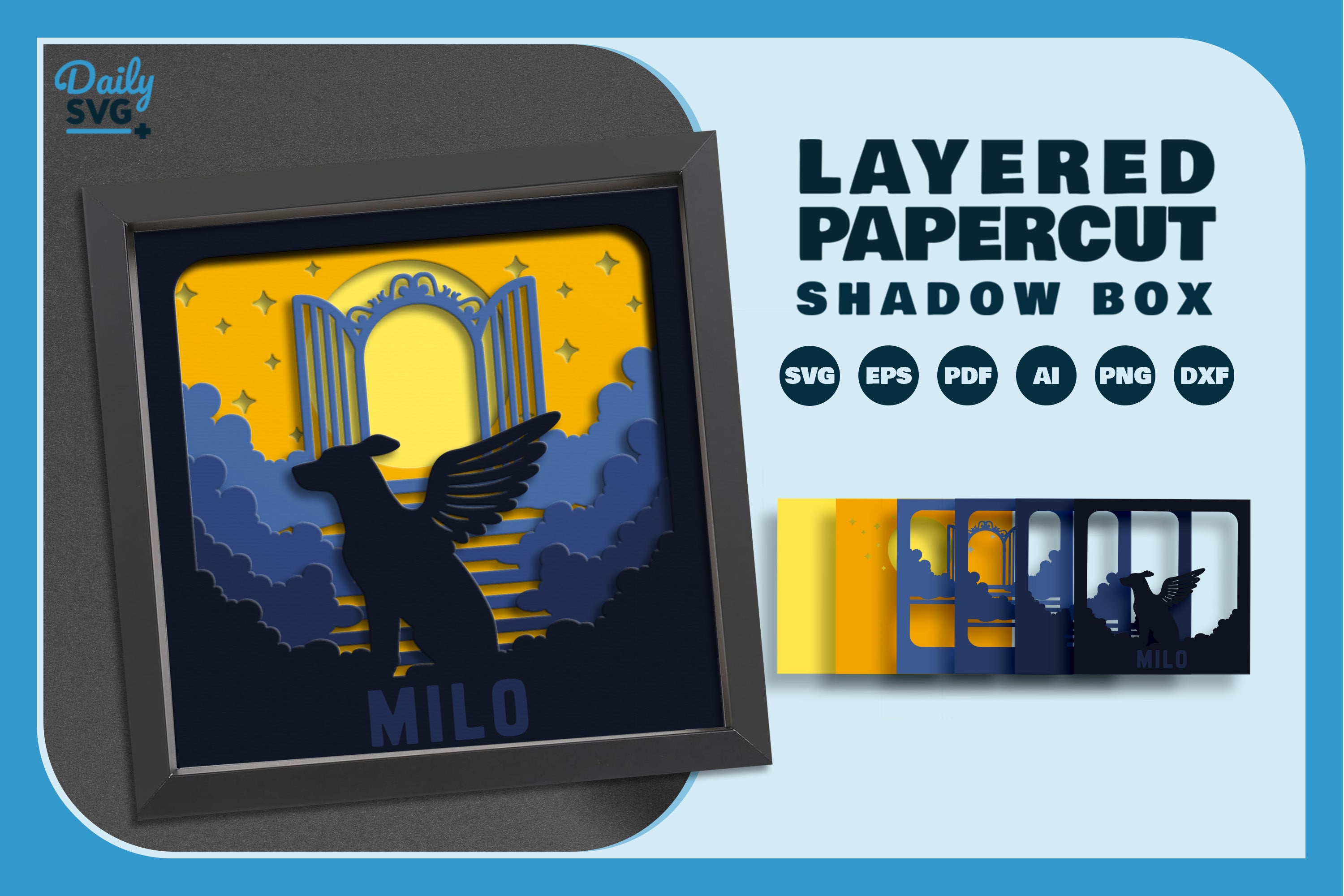 Dog Memorial Papercut SVG Bundle: Heavenly Tribute