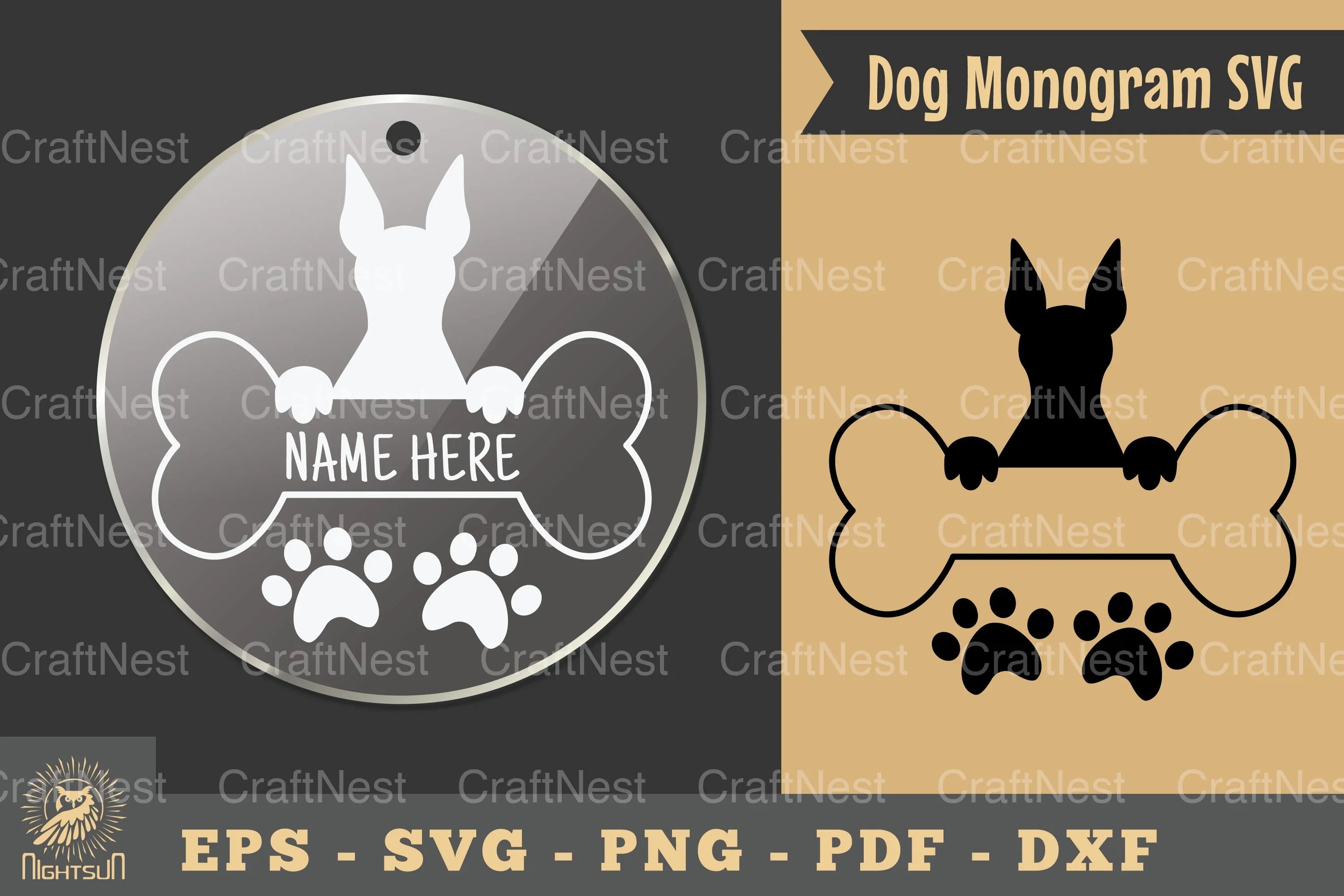 Dog Monogram Keychain Design Silhouette Clipart Bundle - CraftNest - Digital Crafting and Art
