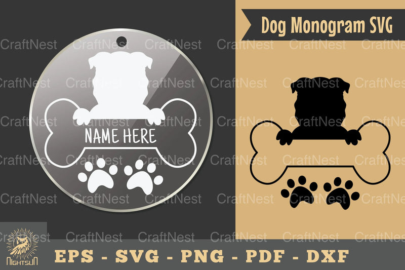 Dog Monogram Keychain Design Silhouette Clipart Bundle - CraftNest - Digital Crafting and Art