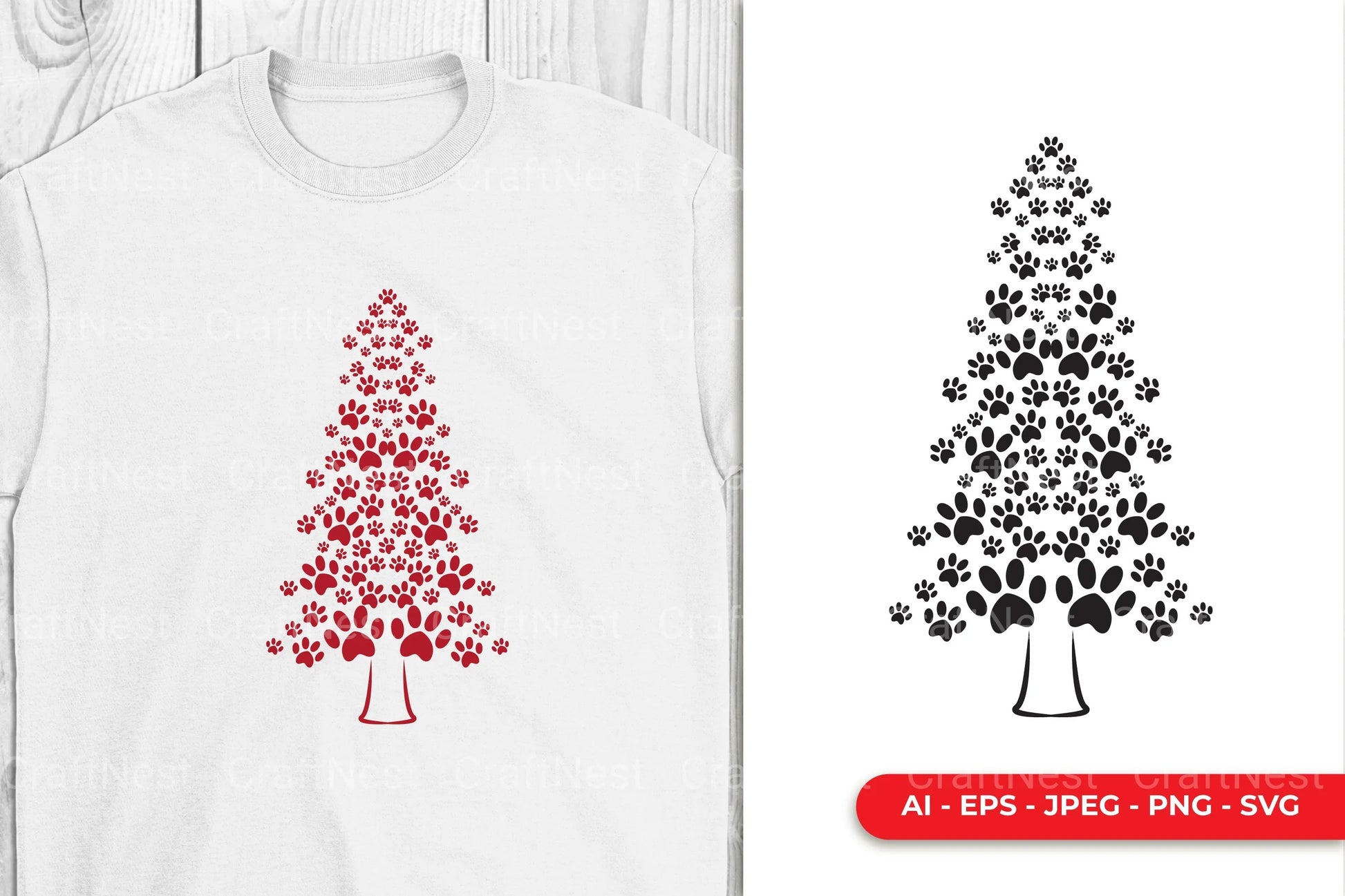 Dog Paw Christmas Tree Clipart Bundle - CraftNest - Digital Crafting and Art