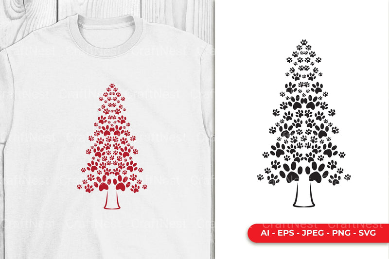 Dog Paw Christmas Tree Clipart Bundle - CraftNest - Digital Crafting and Art