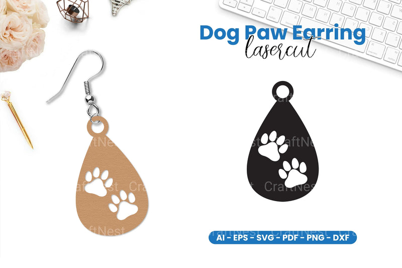 Dog Paw Earring Lasercut SVG Bundle - CraftNest - Digital Crafting and Art