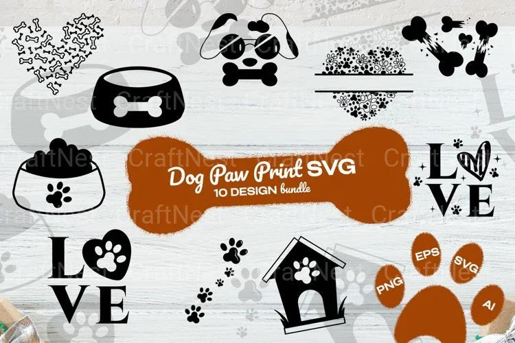Dog Paw Clipart Bundle - CraftNest - Digital Crafting and Art