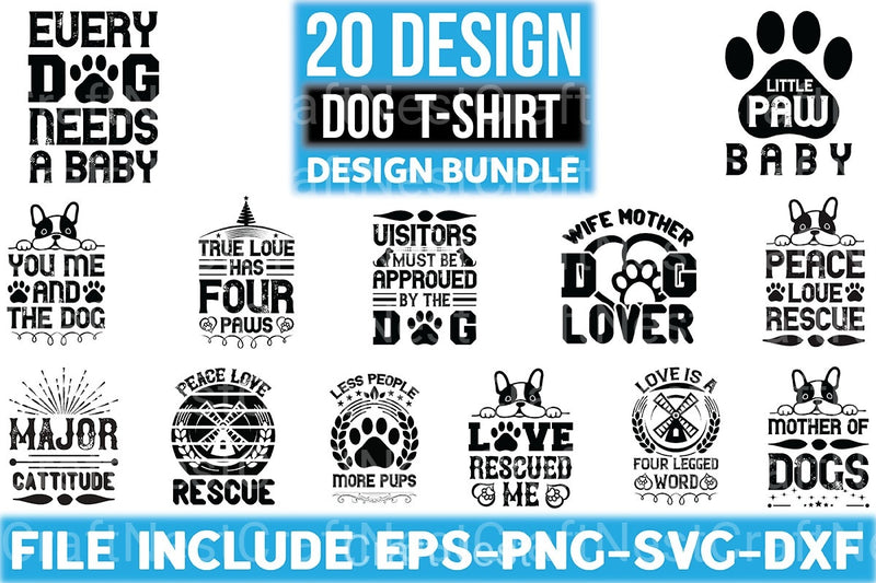 Dogs T Shirt Design 20 Bundle - CraftNest - Digital Crafting and Art