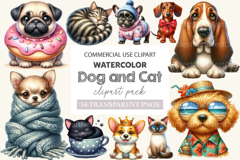 Dog And Cat Clipart Bundle - CraftNest - Digital Crafting and Art