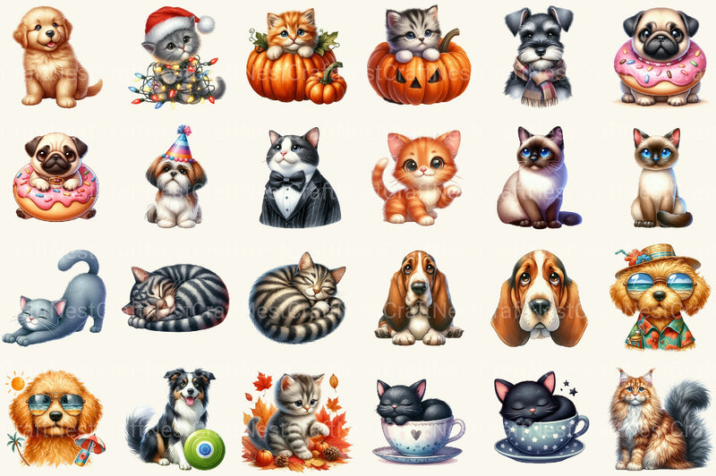 Dog And Cat Clipart Bundle - CraftNest - Digital Crafting and Art