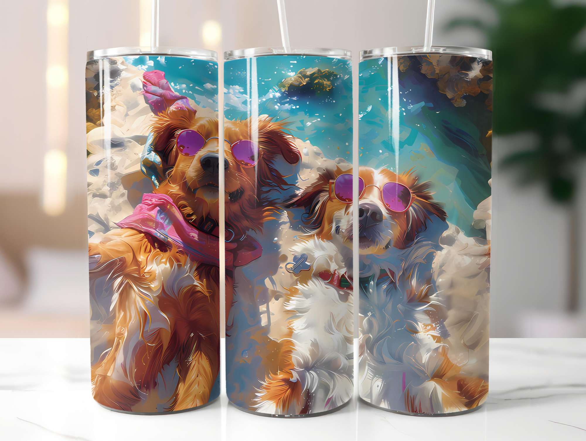 Dogs Summer 4 Tumbler Wrap - CraftNest - Digital Crafting and Art