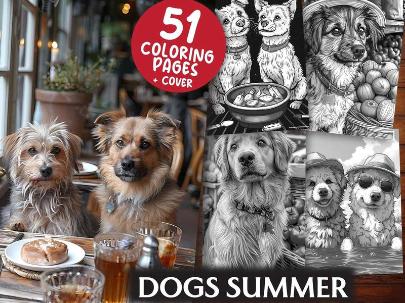 Dogs Summer Coloring Books - CraftNest - Digital Crafting and Art