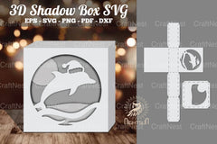 Dolphin Papercut Shadow Box Design Bundle - CraftNest - Digital Crafting and Art
