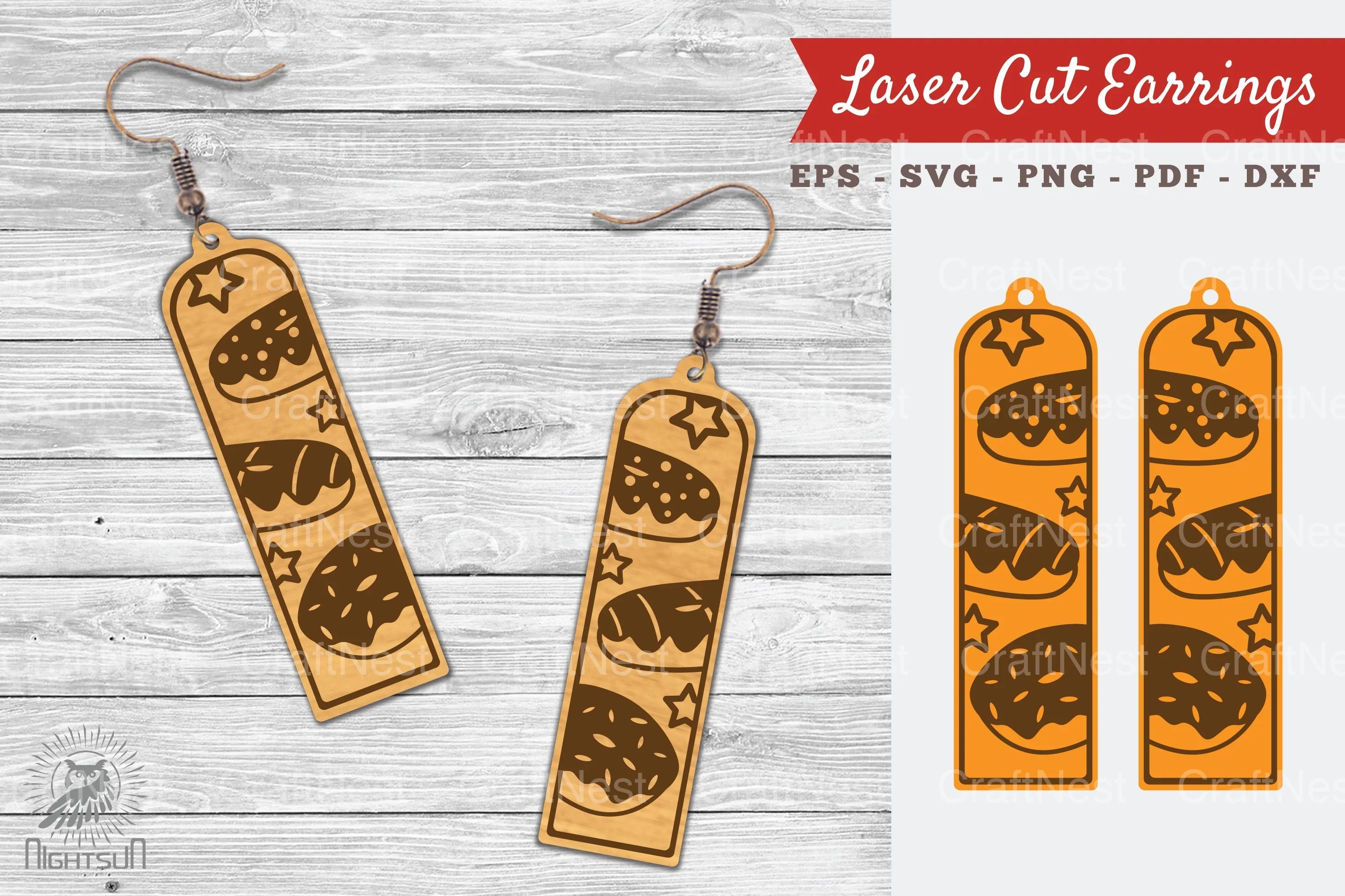 Donut Laser Cut Earrings SVG Bundle - CraftNest - Digital Crafting and Art