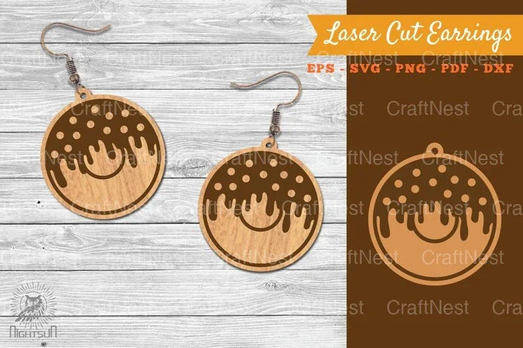 Donut Laser Cut Earrings SVG Bundle - CraftNest - Digital Crafting and Art