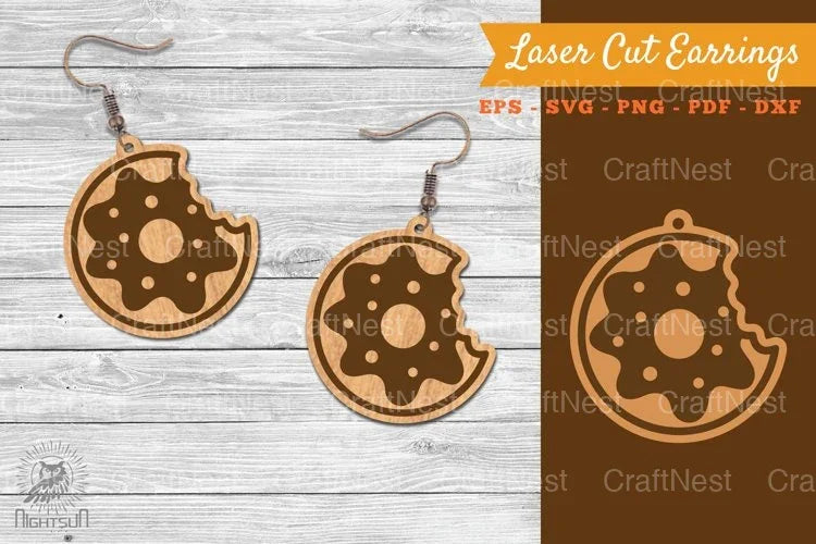 Donut Laser Cut Earrings SVG Bundle - CraftNest - Digital Crafting and Art