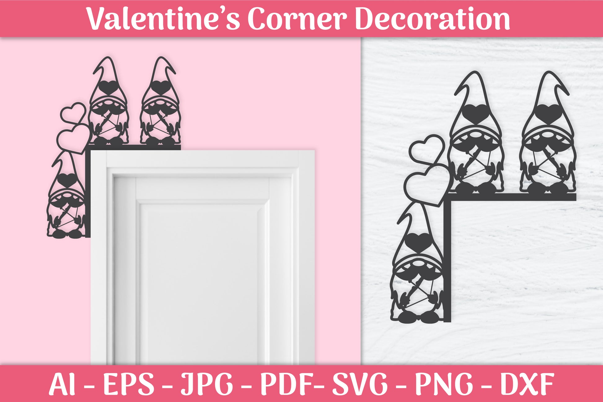 Valentine's Day Gnomes Door Corner SVG Bundle 5 - CraftNest - Digital Crafting and Art