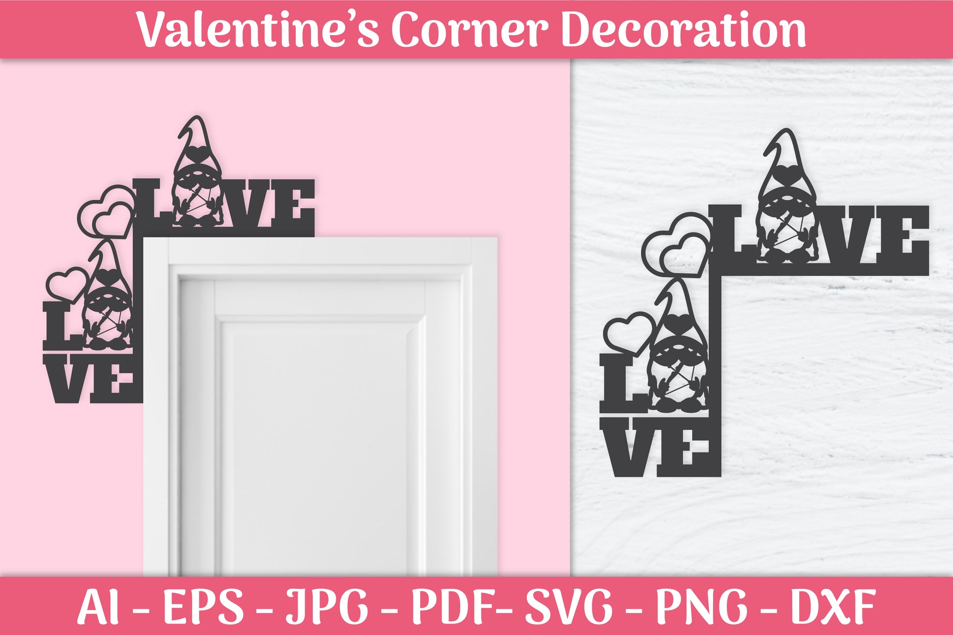 Valentine's Day Gnomes Door Corner SVG Bundle 11 - CraftNest - Digital Crafting and Art