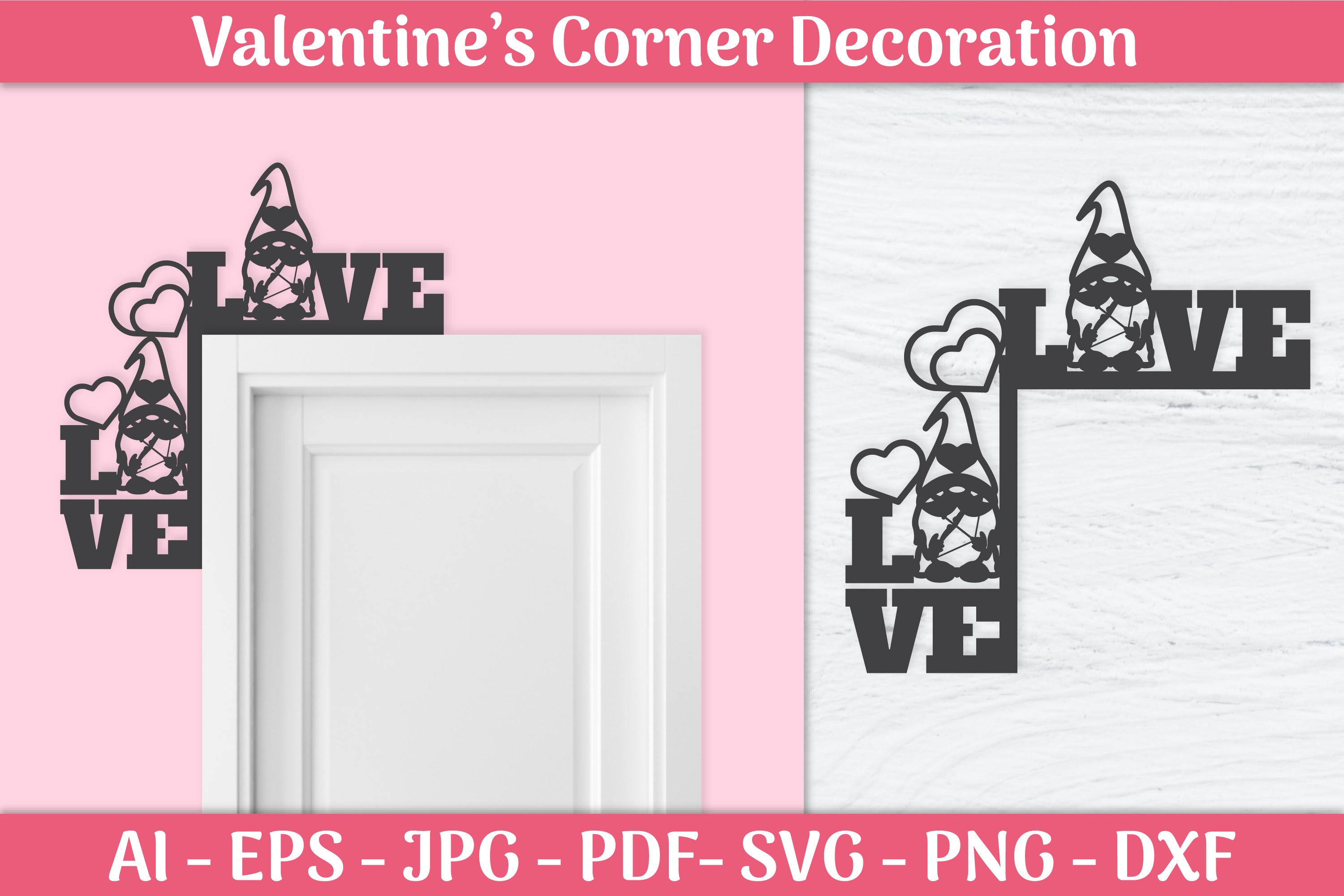Valentine's Day Gnomes Door Corner SVG Bundle 11 - CraftNest - Digital Crafting and Art