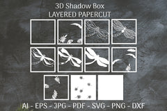Dragonfly and Flowers Layered Papercut Nature SVG Bundle 2 - CraftNest - Digital Crafting and Art