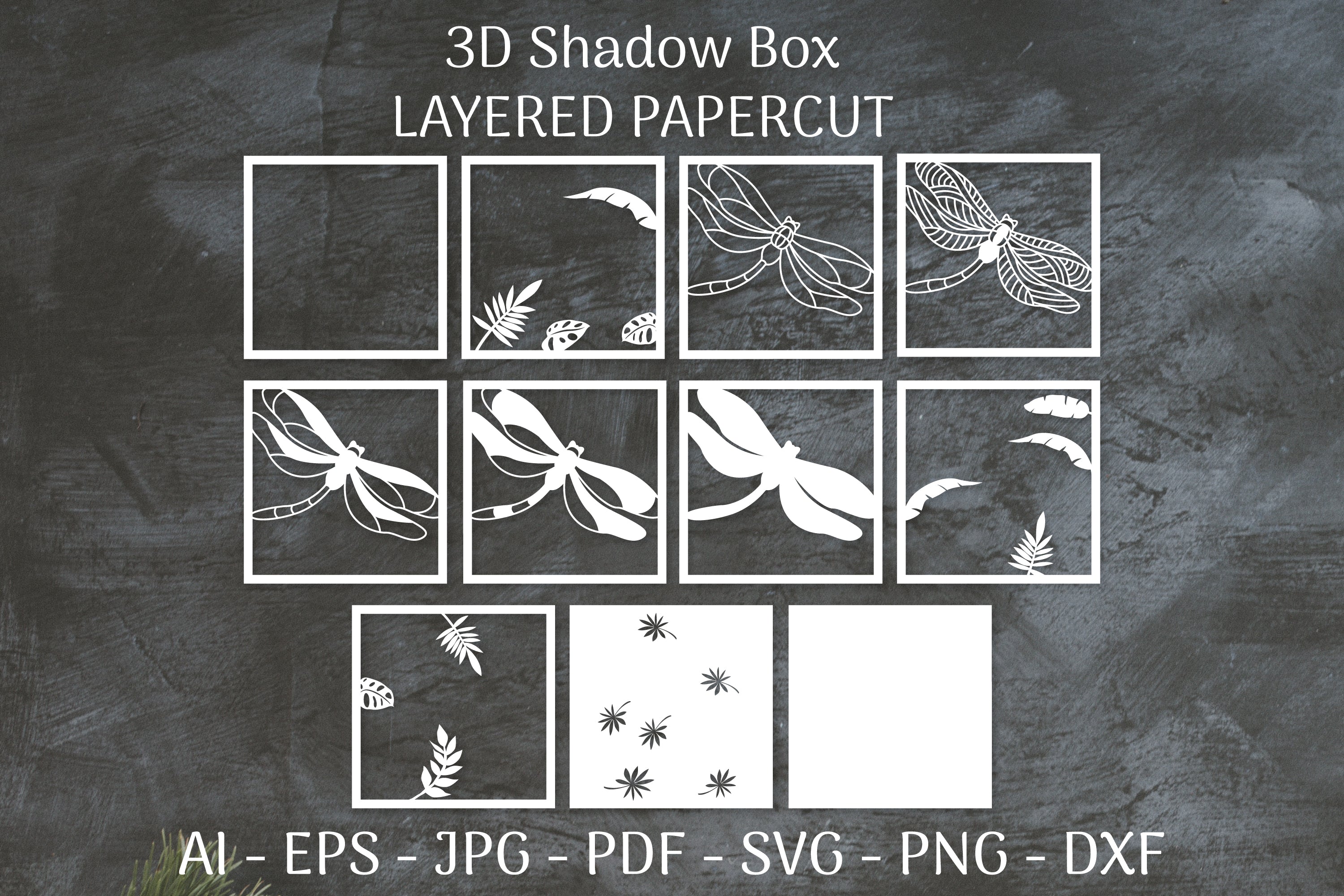 Dragonfly and Flowers Layered Papercut Nature SVG Bundle 2 - CraftNest - Digital Crafting and Art