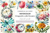 Dragonfly With Flowers Clipart Bundle
