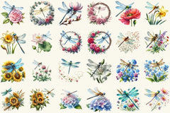 Dragonfly With Flowers Clipart Bundle - CraftNest - Digital Crafting and Art